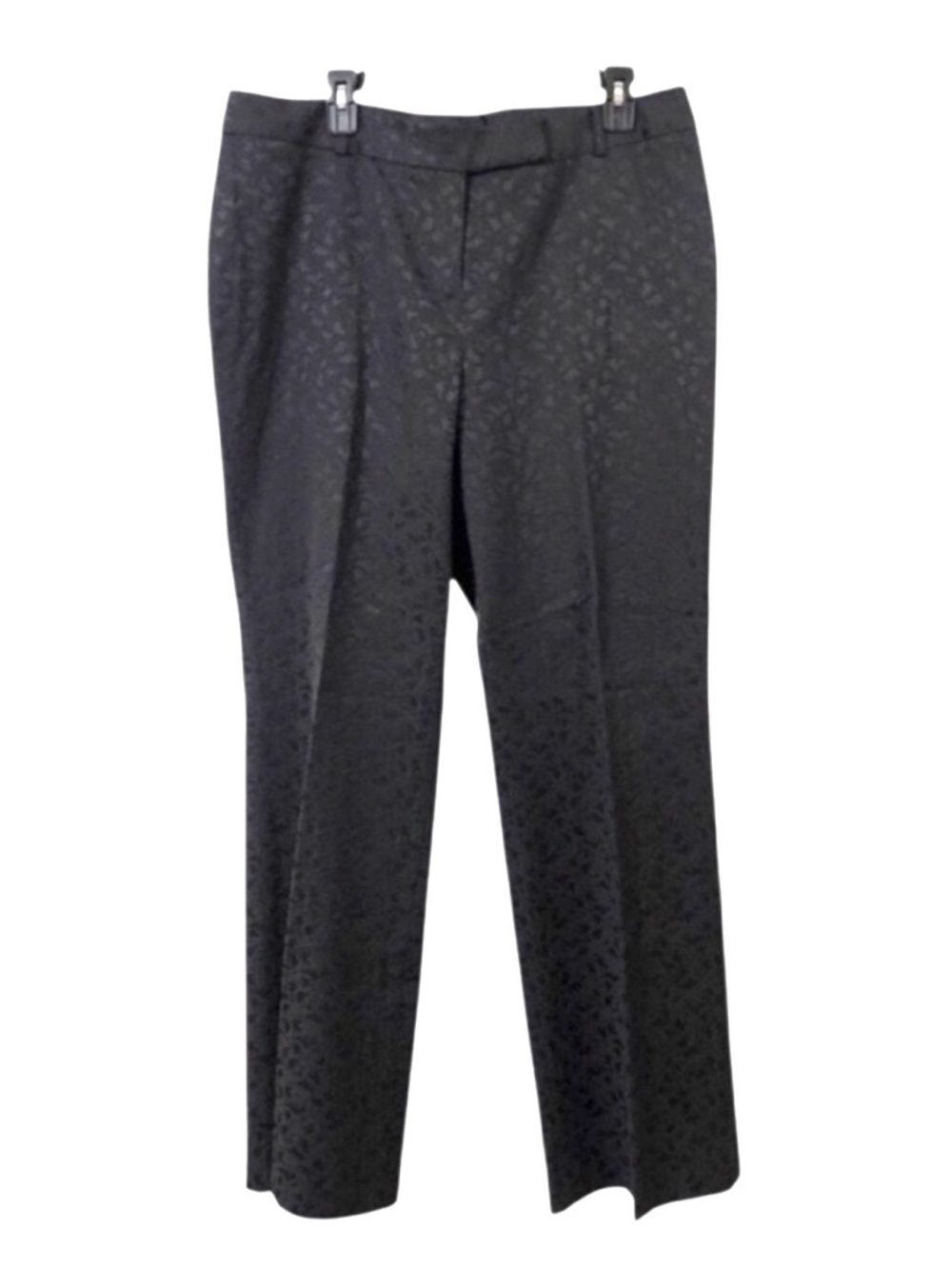 NWT Context Subtle Jacquard Straight-Leg Trousers RICH BLACK LACE sz 16 Bootcut